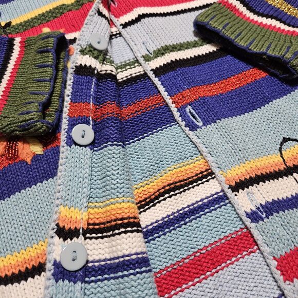 Storybook Knits VTG Cardigan Sweater Floral Beaded Embroidered Handmade Size L - Picture 8 of 14
